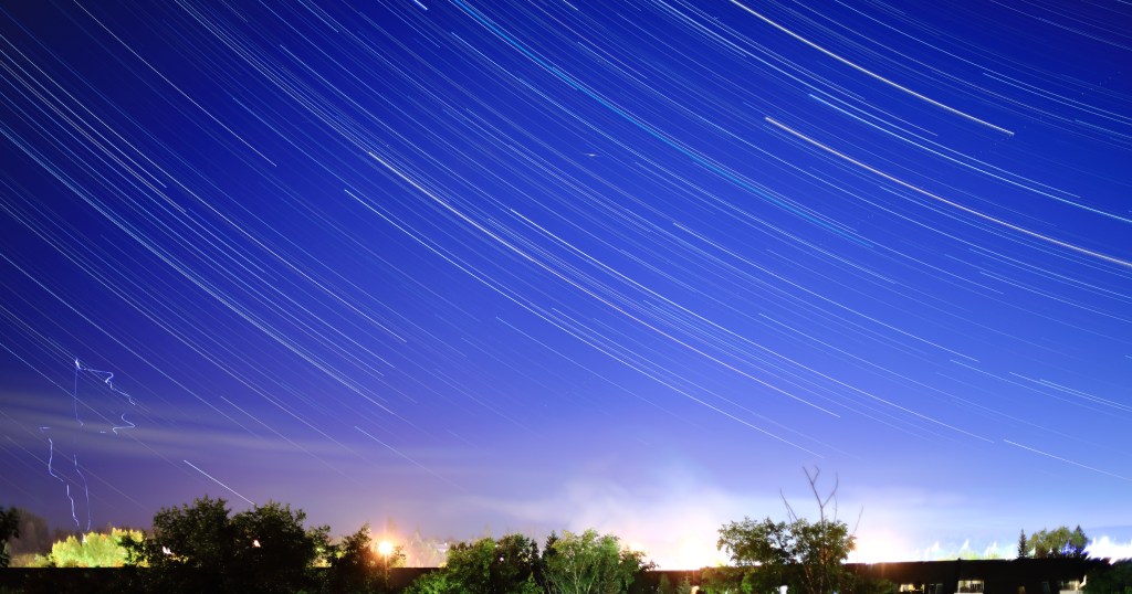 St. Albert star trail with Neowise and someone's drone