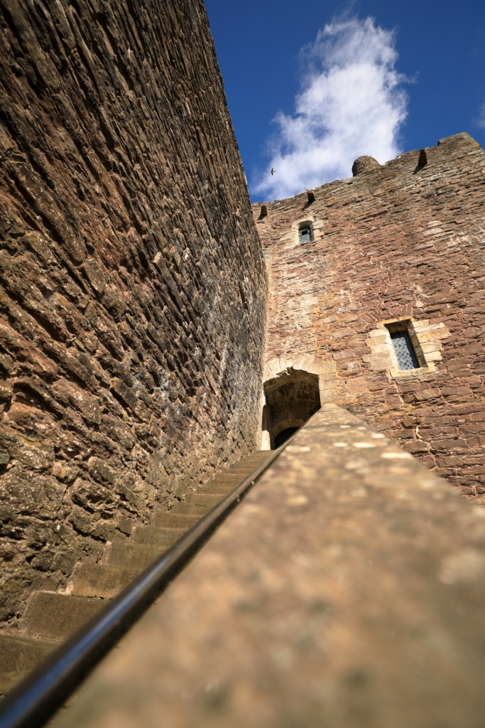 Doune castle stairway railing low angle