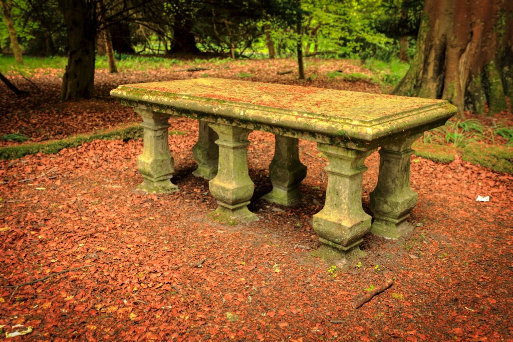 Stone table in Scone Palace gardens
